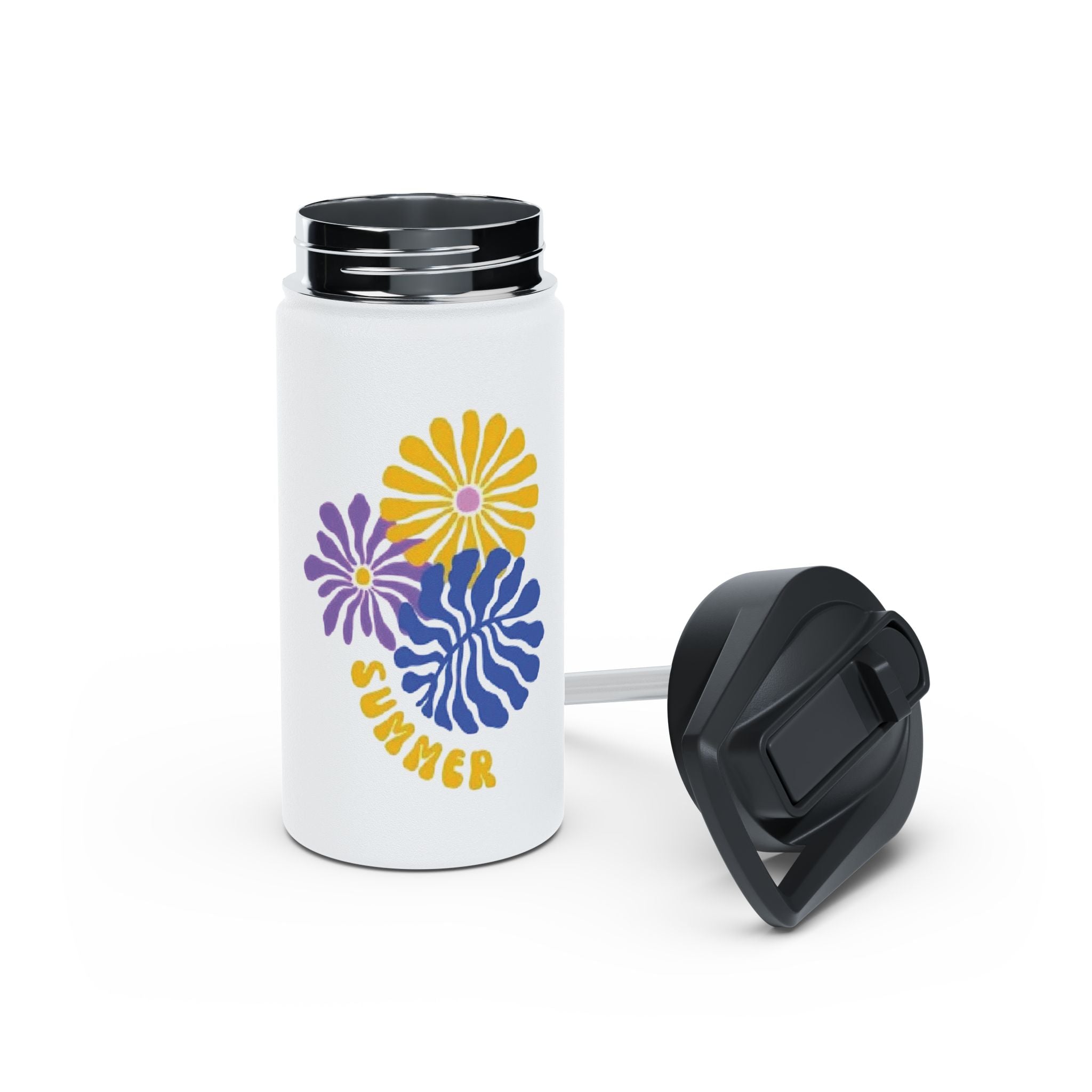 Summer Floral Stainless Steel Water Bottle — Retro Daisy Flowers