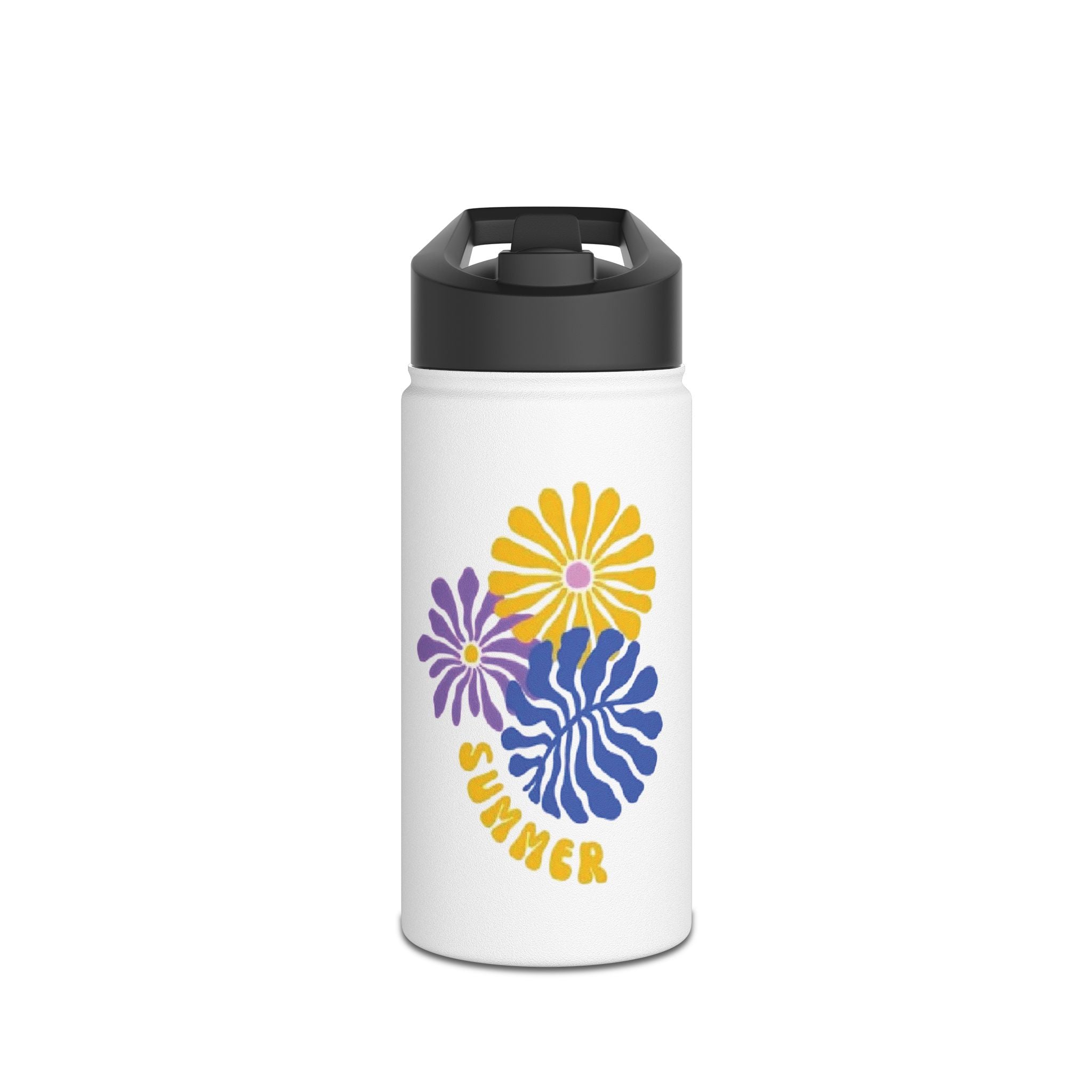 Summer Floral Stainless Steel Water Bottle — Retro Daisy Flowers